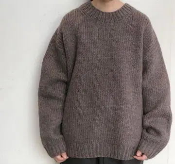 무인양품 손뜨개질 니트 스웨터 남녀 공용 M-XL 모카 브라운
