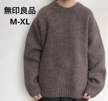 무인양품 손뜨개질 니트 스웨터 남녀 공용 M-XL 모카 브라운