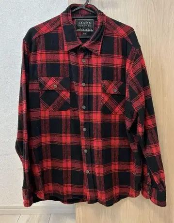 JACHS NEW YORK 빨검 체크 플란넬 셔츠 XL