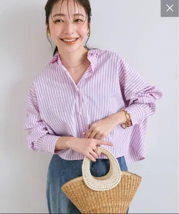 라부티크봉봉 스트라이프 크롭 셔츠