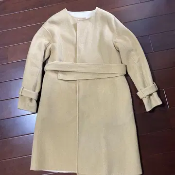 베이지 롱 코트 벨트 포함