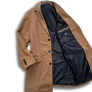 XL 사이즈 CPCM 체스터 코트 글렌체크 싱글 카멜 계열