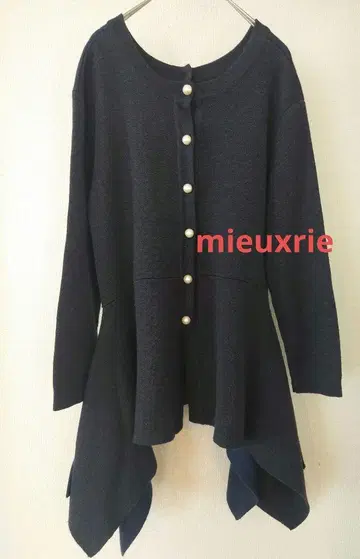 mieuxrie 미유리에 하운드투스 변형 니트 펄 버튼