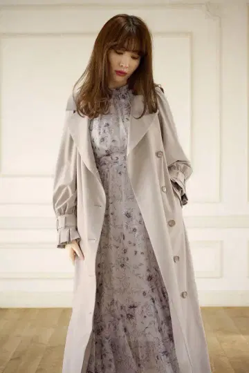 Herlipto BeltedDressTrenchCoat taupe S
