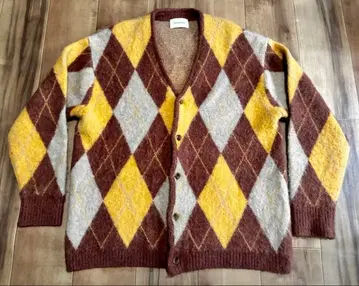 캘리포니아 런치 하우스 아가일 모헤어 가디건 L