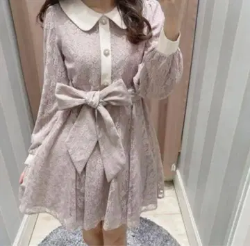 evelyn 레이스 비쥬 원피스 핑크