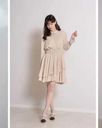 Her lip to 베이지 핑크 셔츠 원피스