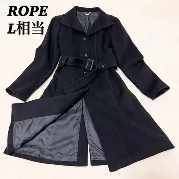 ROPE 울 롱 코트 캐시미어 혼방 벨트 탈부착 가능 A라인 포켓