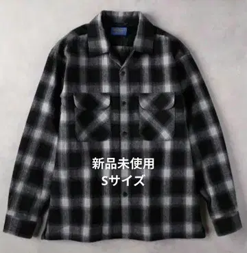 미사용 새상품 버튼 부착 백넘버 울 믹스 오픈 카라 셔츠 펜들턴 S