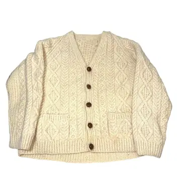 N-5816 구제 의류 아란 니트 피셔맨 니트 가디건 L 울