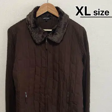 USA 구제 의류 퀼팅 니트 브라운 여성용 XL LL 인조 모피