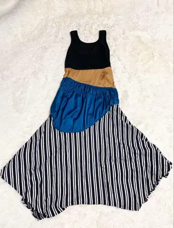 [레어] UN3D 패브릭 믹스 보더 원피스 36