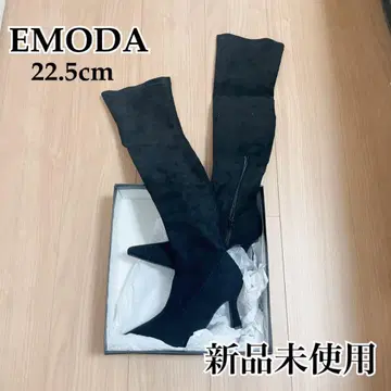 EMODA 롱 부츠 블랙 포인티드 한국 패션 슬림 레그