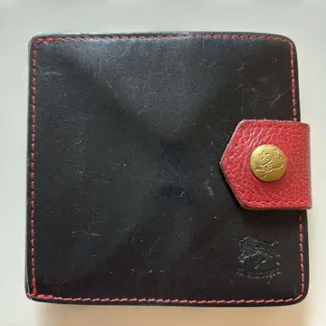 크리스마스 한정품 일비종떼 이단 접이식 지갑 블랙과 빨간색 가죽제