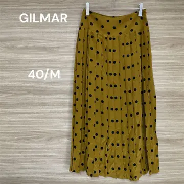 GILMAR [40] 베이지 도트 무늬 플리츠 스커트 이탈리아 실크