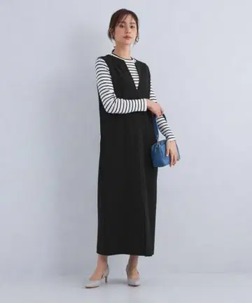 그린 레이블 릴랙싱 조젯 오버롤 스커트 블랙