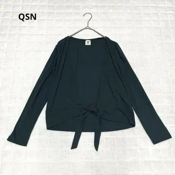 [ QSN ] 가디건 겉옷 긴팔 앞 조임 심플 무지 일본제 그린
