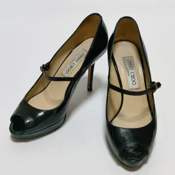 JIMMY CHOO 블랙 오픈토 펌프스 22.5cm