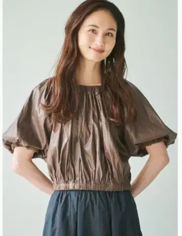LOUNIE 루니 친츠 가공 개더 블라우스 퍼프 슬리브 벌룬