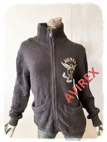 T19427 AVIREX 더블 지퍼 드라이버 니트 자켓 M