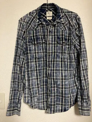 락밴드 보컬풍 Gap 1969 슬림핏 체크 셔츠 S