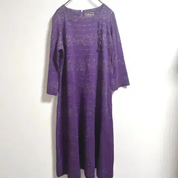 주말 세일 사이토 토요코 원피스 보라색 올 패턴 라메 7부 소매