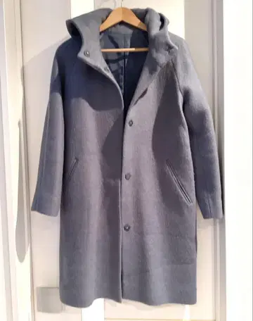 M'S STYLE 후드 부착 블루 그레이 롱 코트 9호 M