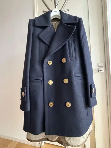 sacai 네이비 울 피코트
