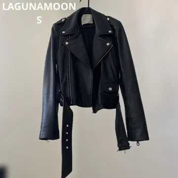 LAGUNAMOON 블랙 가죽 라이더 자켓