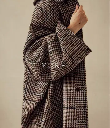 YOKE 건 클럽 체크 롱 코트