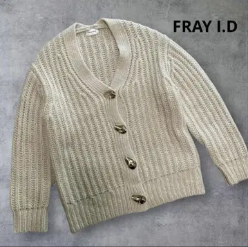 FRAY I.D 메탈 버튼 로우 게이지 가디건 IVORY