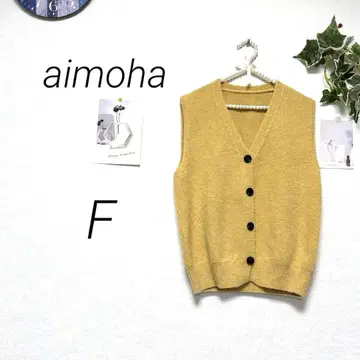 10336 aimoha 아이모하 니트 베스트 F 울 혼방 프론트 버튼
