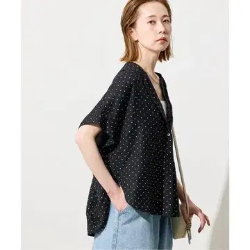 JOURNAL STANDARD 레이온 린넨 노카라 스키퍼 블라우스