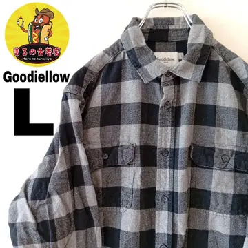 USA 구제 의류 Goodiellow 플란넬 셔츠 L 블랙 그레이 체크