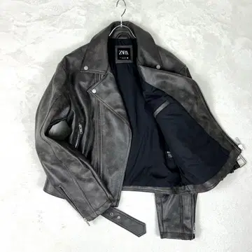 인기 ZARA 더블 라이더 자켓 빈티지 가공 인조 가죽 L