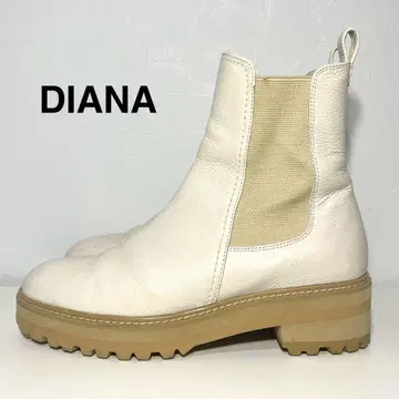 DIANA 화이트 가죽 사이드 고어 부츠