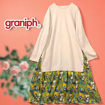그라니프 graniph 꽃무늬 긴팔 도킹 원피스 롱 원피스
