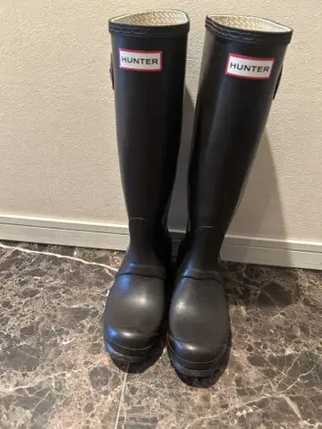 HUNTER 레인부츠 다크 브라운