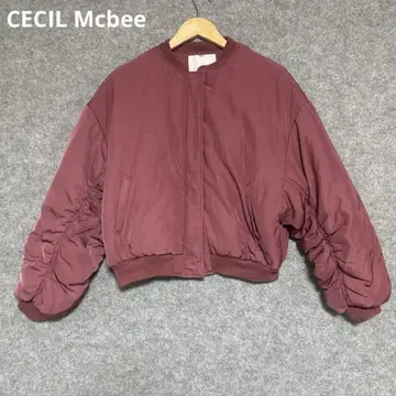 CECIL Mcbee 버건디 봄버 자켓 퍼프 슬리브 y2k