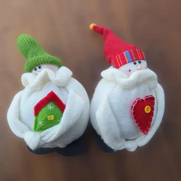 스노우맨 산타클로스 눈 달마 봉제 인형 2체 세트 빈티지