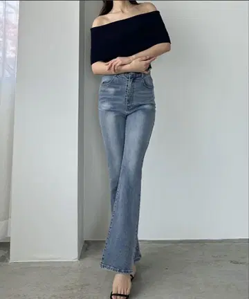 Louere 플레어 데님 라이트 블루 M
