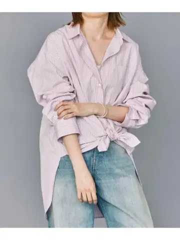 새상품급 BABYLONE 바빌론 멀티 스트라이프 빅 셔츠 핑크