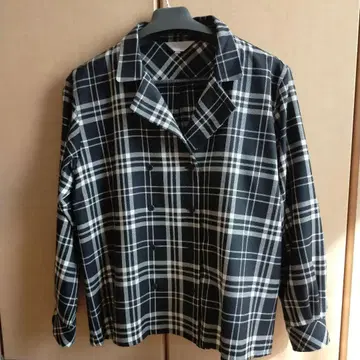 SANYO 상회 블랙 체크 셔츠 자켓 울 쇼와 레트로