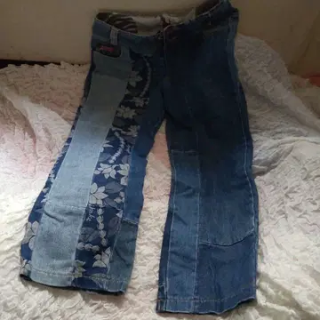 데님 와이드 레그 팬츠