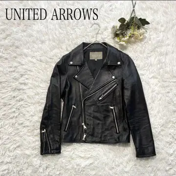 UNITED ARROWS 더블 라이더 자켓 36 램 가죽 블랙