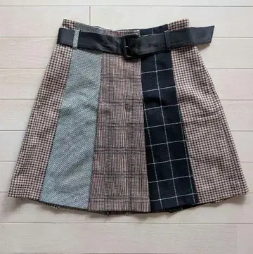 가을/겨울 추천 체크 무늬 미니 스커트 블랙 벨트 포함