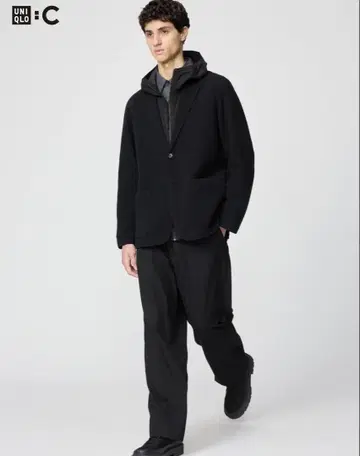 UNIQLO C 이지 와이드 테이퍼드 팬츠 블랙 M