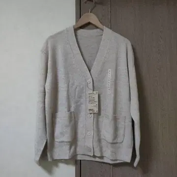 세탁 가능한 울 미들 게이지 V넥 가디건 L 오트밀