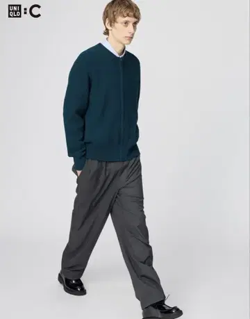 UNIQLO C 이지 와이드 테이퍼드 팬츠 다크 그레이 M [ 완판템 ]