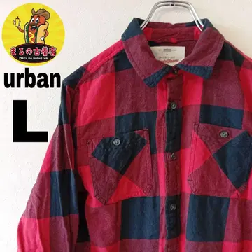 USA 구제 의류 urban 플란넬 셔츠 L 레드 블랙 체크